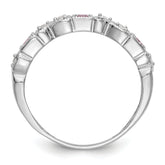 14K White Gold Diamond w/Pink Sapphire Band